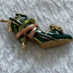Kenneth Jay Lane Gold and Dark Green Shoe Pendant charm